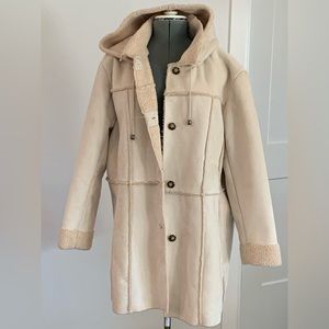 Big Chill Penny Lane Coat Cream Faux Patchwork Women Large